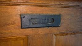 The outside of the mail slot.